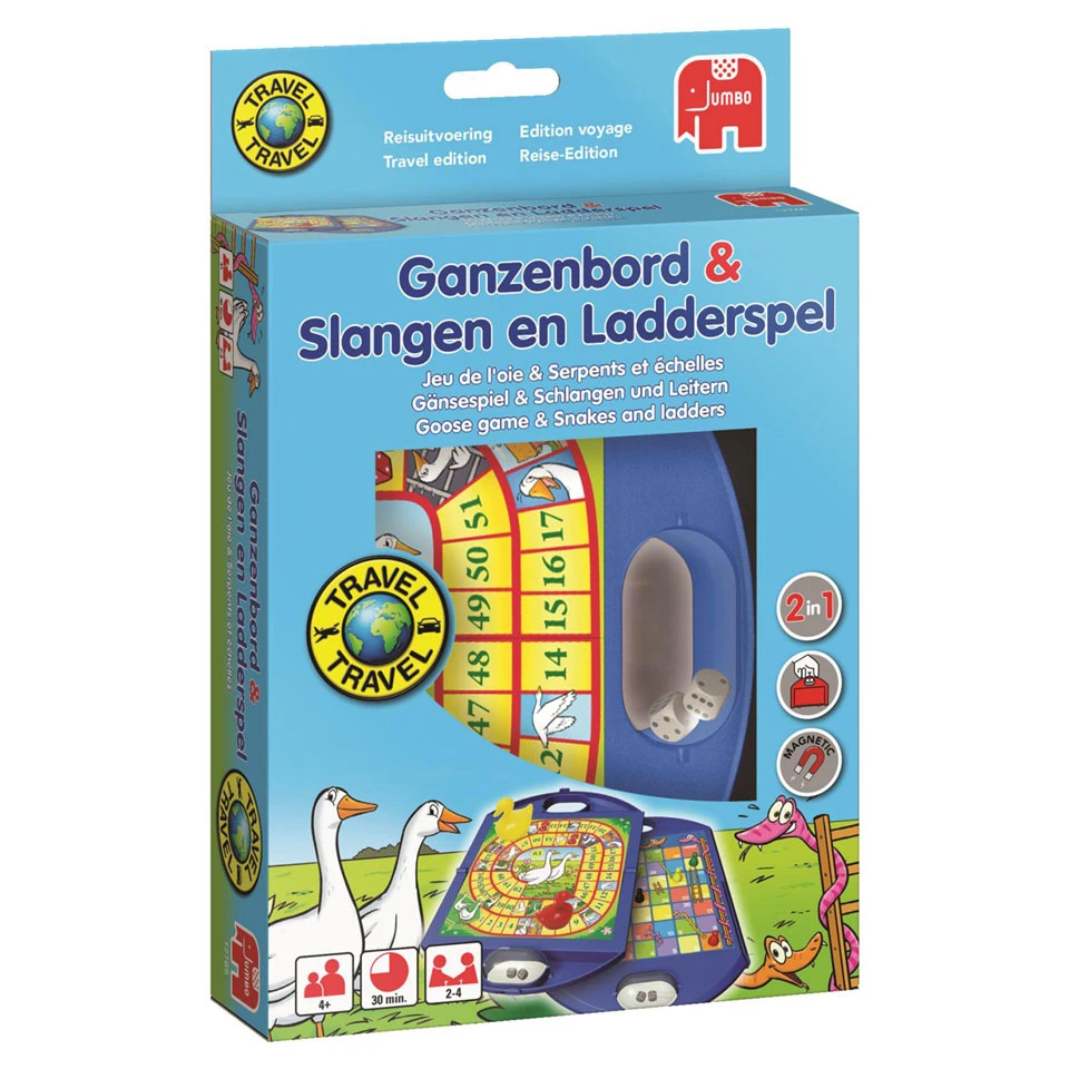 Jumbo Ganzenbord & Slangen En Ladders Reisspel 1 Jumbo Ganzenbord & Slangen En Ladders Reisspel