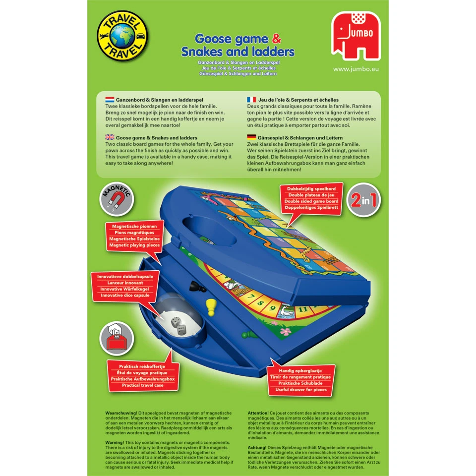 Jumbo Ganzenbord & Slangen En Ladders Reisspel 5 Jumbo Ganzenbord & Slangen En Ladders Reisspel - Afbeelding 5